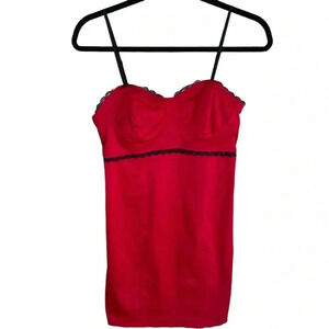 Vintage Y2K Red Black Lace Bodycon Dress